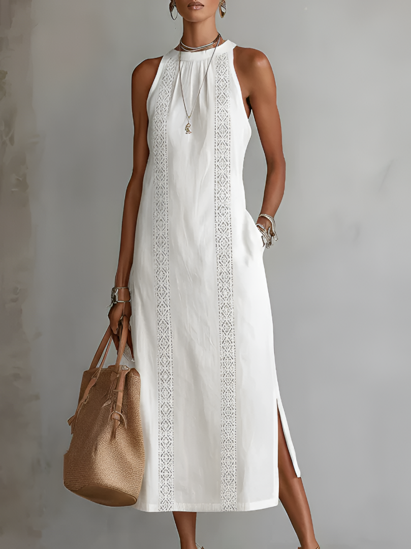 Esmara | Relaxed Embroidered Mandarin Collar Midi Dress