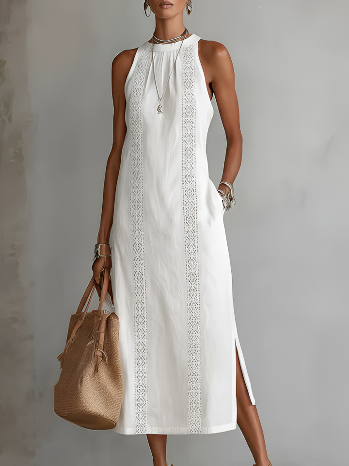 Esmara | Relaxed Embroidered Mandarin Collar Midi Dress