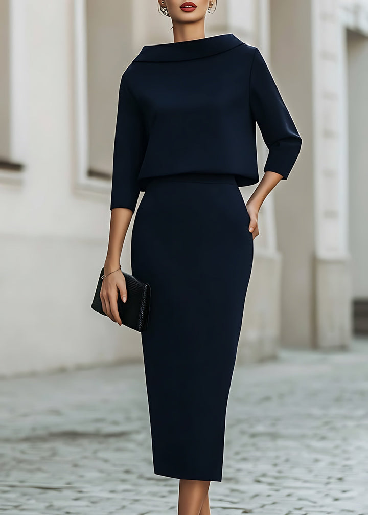 Lily | Boat Neck Top and Pencil Midi Skirt Set