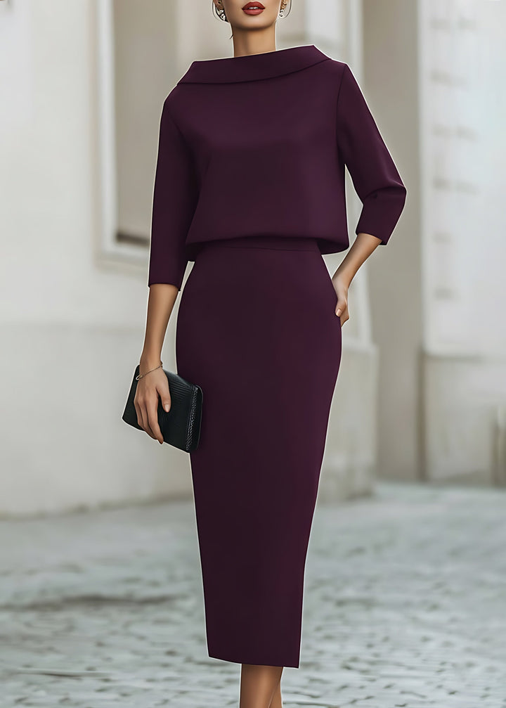 Lily | Boat Neck Top and Pencil Midi Skirt Set