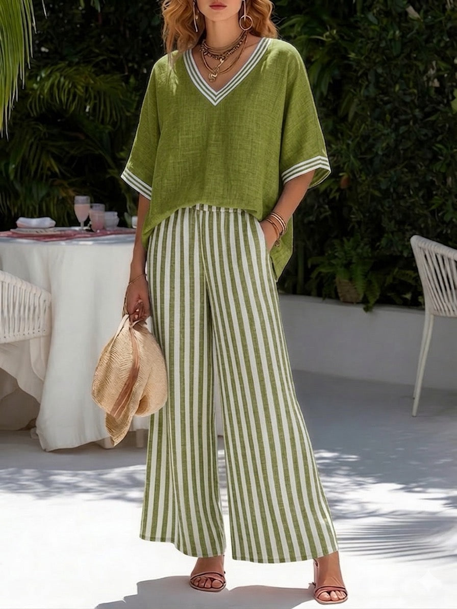 Alira Striped Linen Duo Set