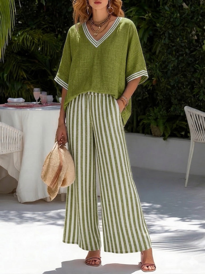 Alira Striped Linen Duo Set