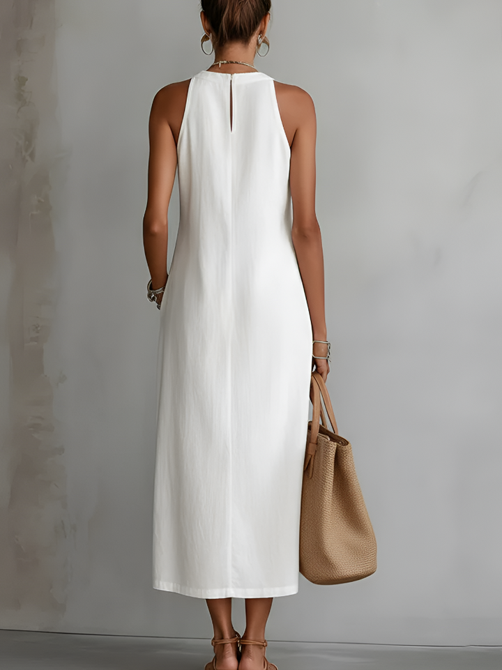 Esmara | Relaxed Embroidered Mandarin Collar Midi Dress