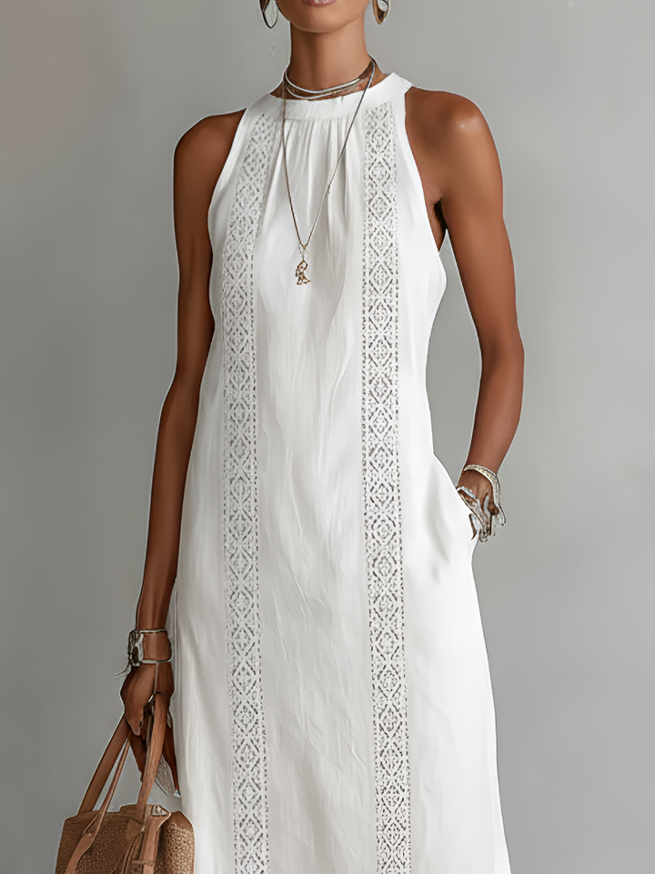 Esmara | Relaxed Embroidered Mandarin Collar Midi Dress
