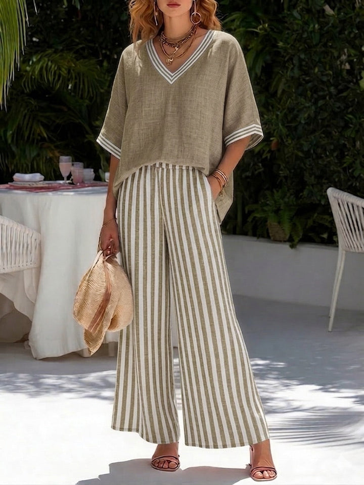 Alira Striped Linen Duo Set