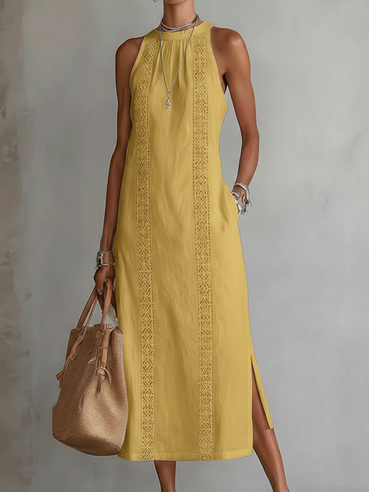 Esmara | Relaxed Embroidered Mandarin Collar Midi Dress