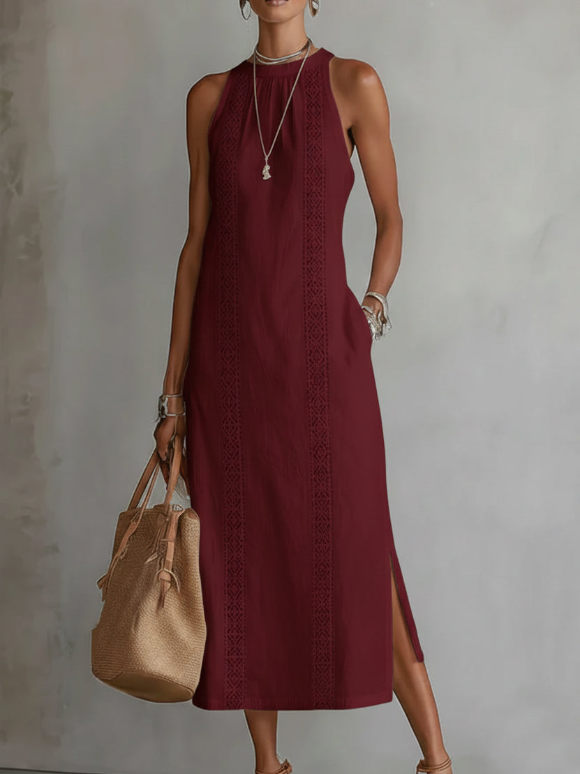 Esmara | Relaxed Embroidered Mandarin Collar Midi Dress