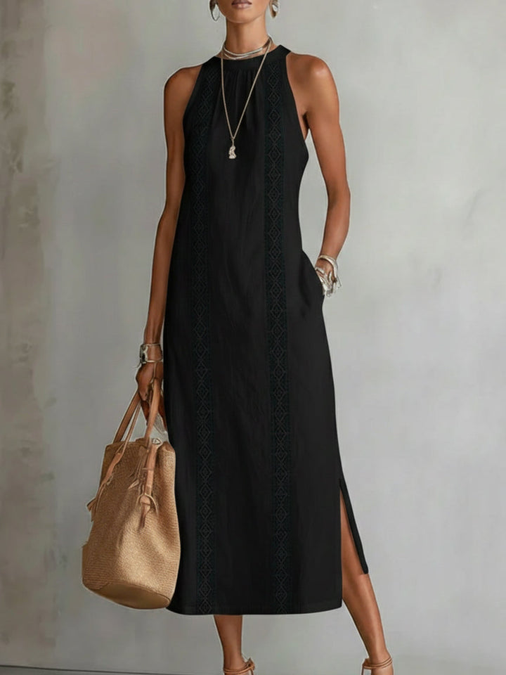 Esmara | Relaxed Embroidered Mandarin Collar Midi Dress