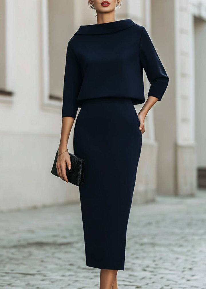 Lily | Boat Neck Top and Pencil Midi Skirt Set