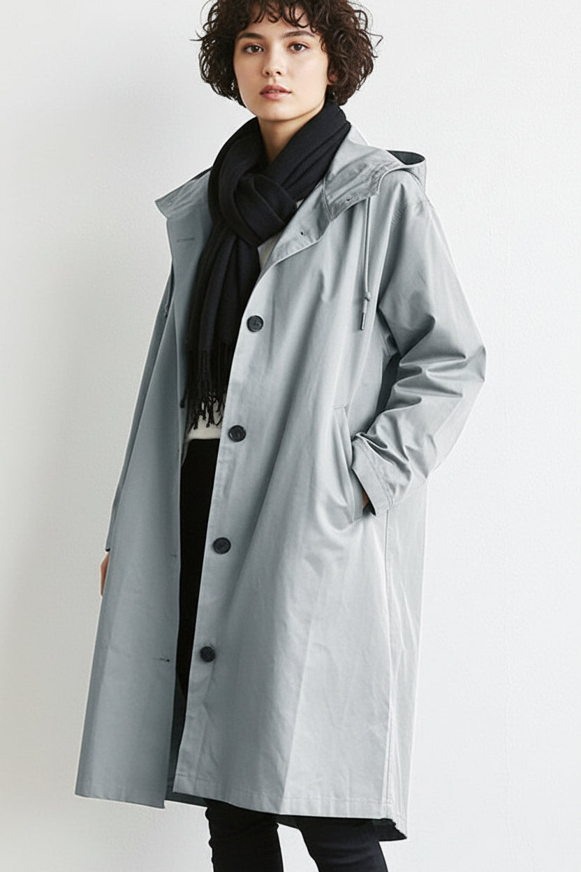 Women's Hooded Waterproof Rain Trench Coat - Lightweight, Stylish