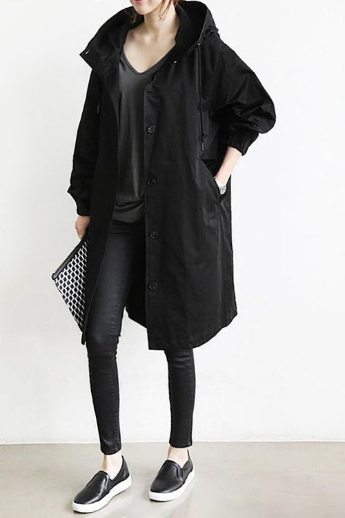 Women's Hooded Waterproof Rain Trench Coat - Lightweight, Stylish