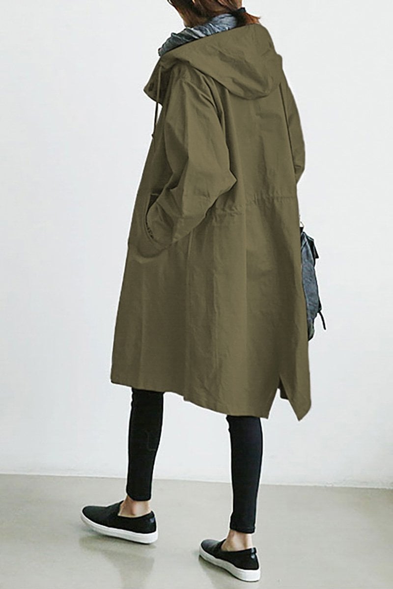Women's Hooded Waterproof Rain Trench Coat - Lightweight, Stylish