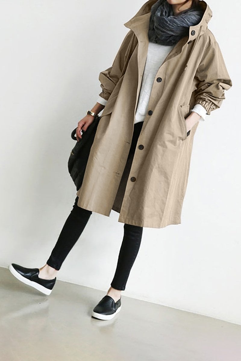 Women's Hooded Waterproof Rain Trench Coat - Lightweight, Stylish