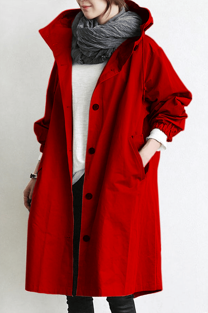 Women's Hooded Waterproof Rain Trench Coat - Lightweight, Stylish