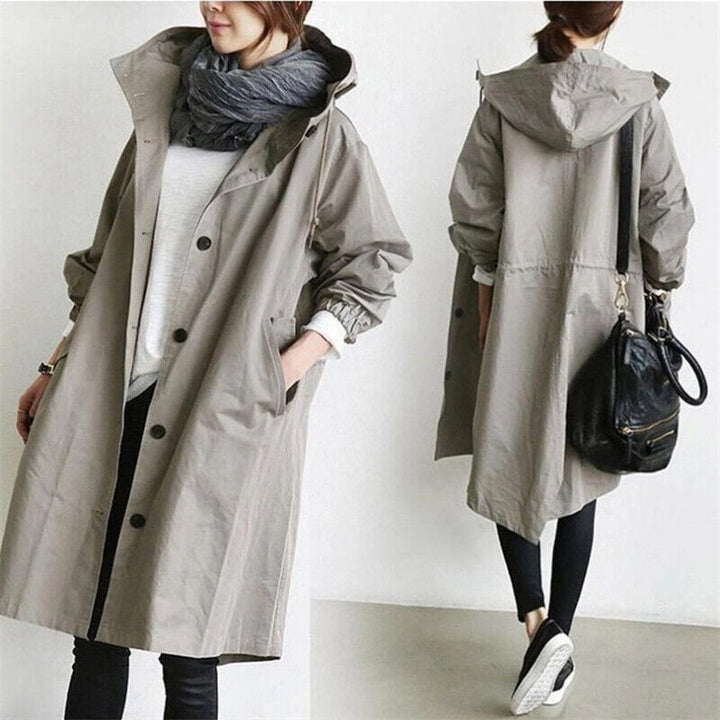 Women's Hooded Waterproof Rain Trench Coat - Lightweight, Stylish