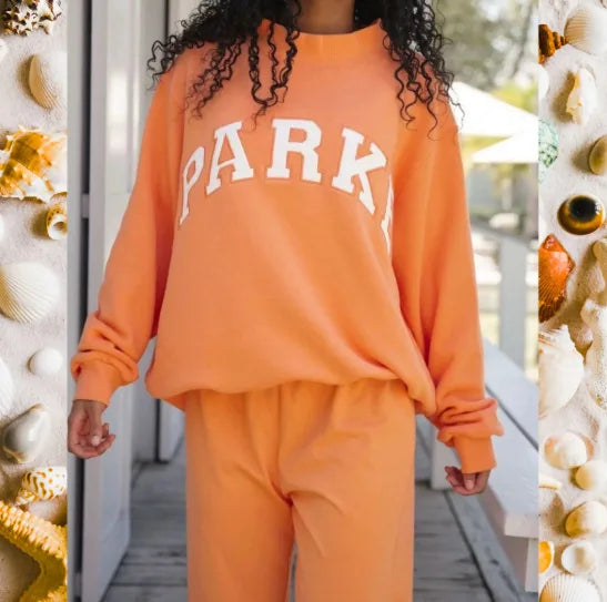 Women's Knit Sweatshirt with Mock Neck and Varsity Lettering