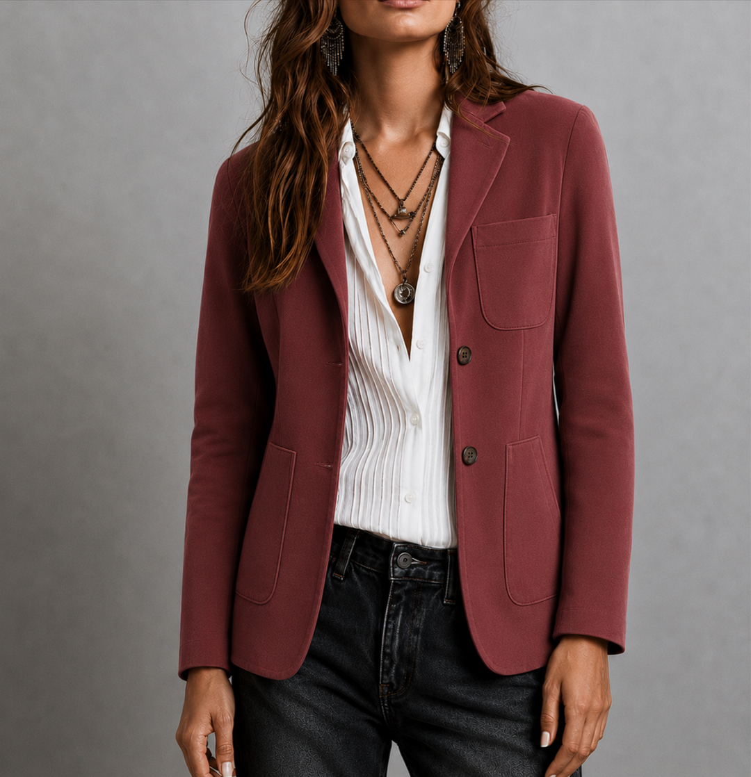 Elvira | Women's Suede Jacket with Patch Pockets | Notch Lapel